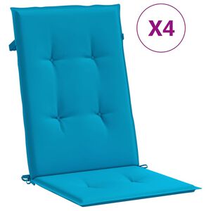 vidaXL Highback Chair Cushion Set of 4 Blue 100% Polyester