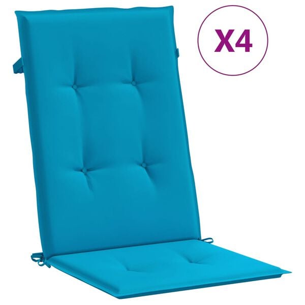 vidaXL Highback Chair Cushion Set of 4 Blue 100% Polyester