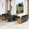 vidaXL Garden Sofa Set with Cushion 11 pcs Black Poly Rattan