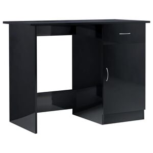 vidaXL Desk High Gloss Black Engineered Wood 39.4 x 19.7 x 29.9 in Desk