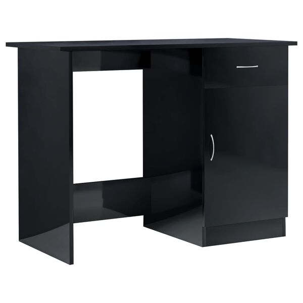 vidaXL Desk High Gloss Black Engineered Wood 39.4 x 19.7 x 29.9 in Desk