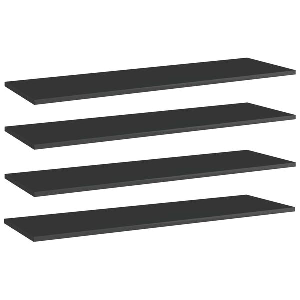 vidaXL Shelf Set of 4 High gloss black Engineered wood