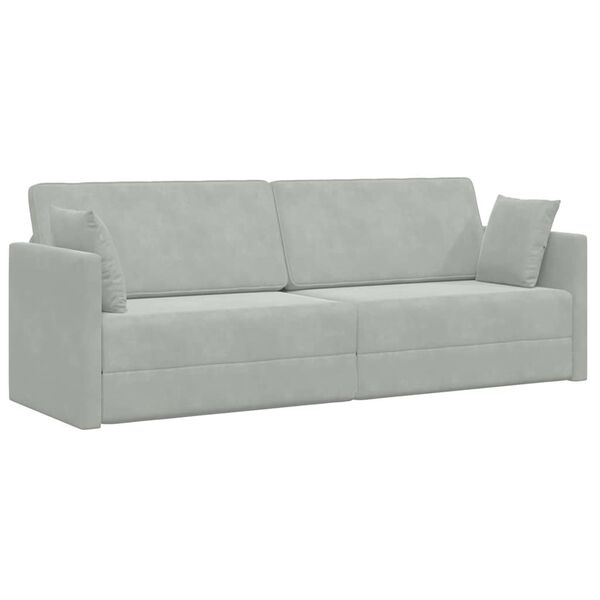 vidaXL Floor Sofa Bed Light Grey 83.86 x 27.56 x 30.31 in Velvet