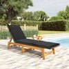 vidaXL Sun Lounger Black and Brown PE rattan, solid acacia wood, steel