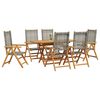vidaXL Garden Dining Set 7 pcs Gray Solid acacia wood and poly rattan
