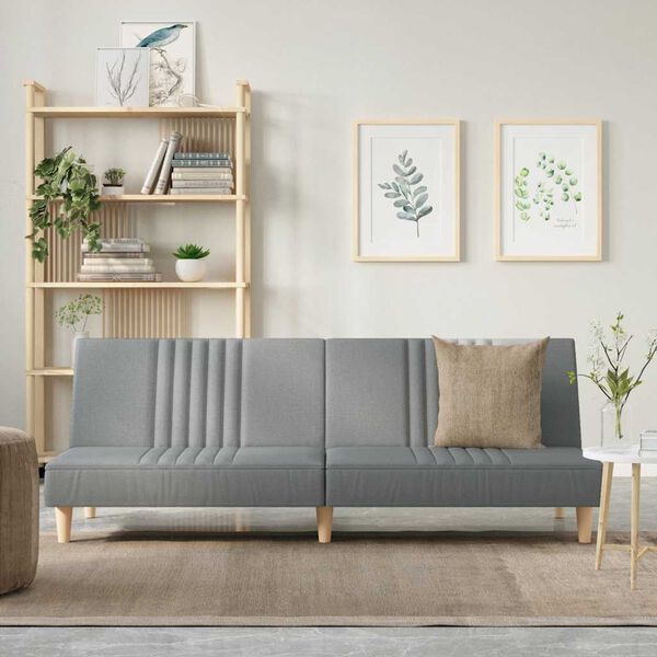 vidaXL Sofa Bed Light Gray Polyester, Plywood, Foam Medium