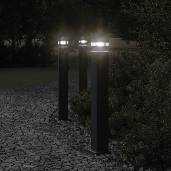 vidaXL Outdoor Floor Lamp Set of 3 Black