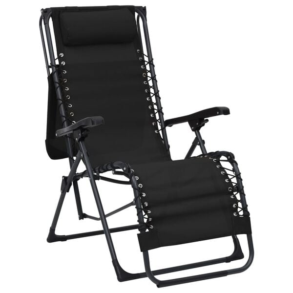 vidaXL Folding Deck Chair Textilene Black
