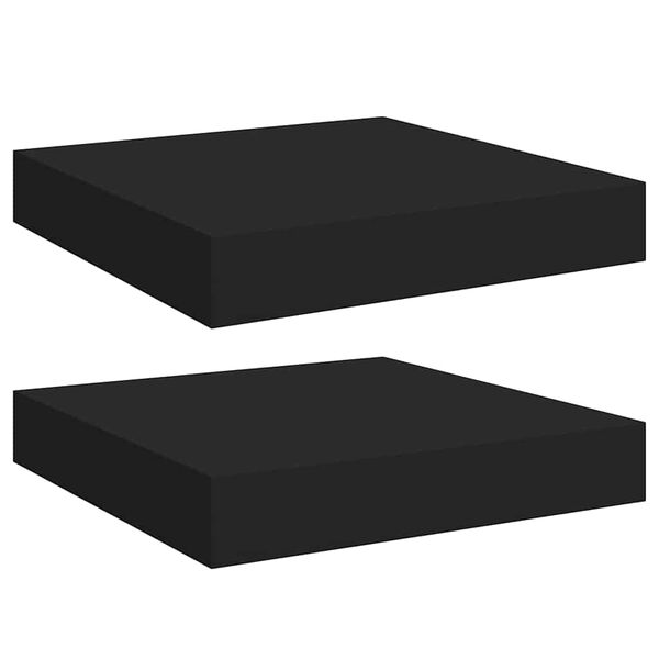 vidaXL Wall Shelf Set of 2 Black Honeycomb MDF, metal Compact