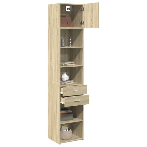 vidaXL Slim Storage Cabinet Sonoma Oak Engineered Wood Tall