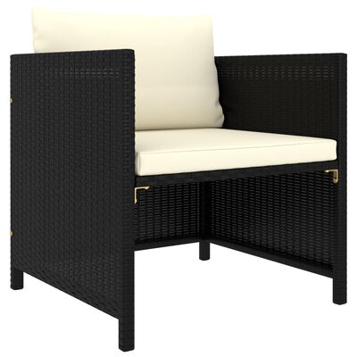 vidaXL 4 Piece Patio Sofa Set with Cushions Black Poly Rattan