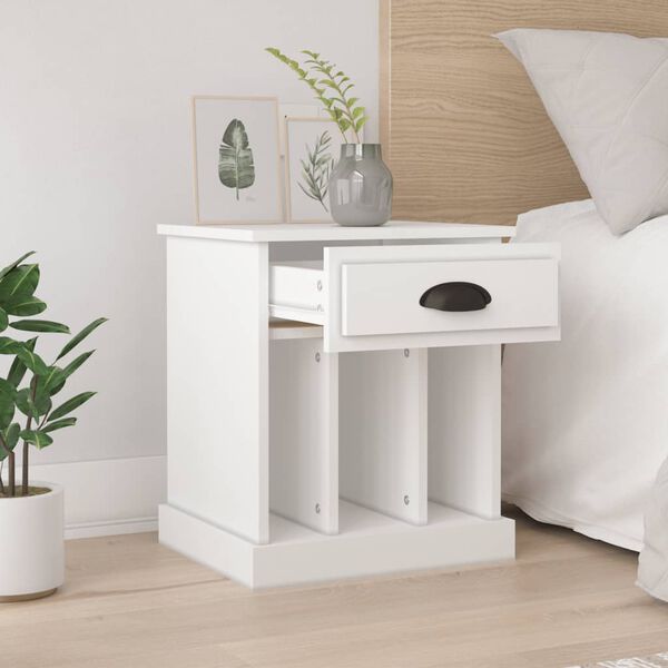 vidaXL Bedside Cabinet Set of 2 White Engineered wood Bedside Cabinet