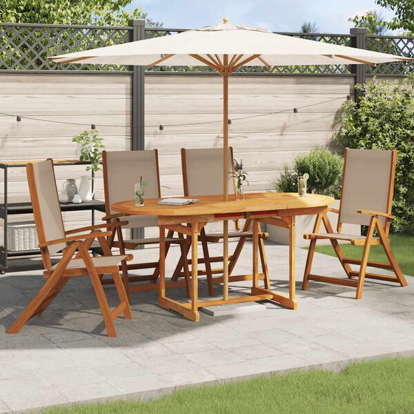 vidaXL Folding Garden Chair Set of 4 Taupe