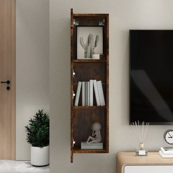 vidaXL Wall-mounted TV Cabinet Smoked Oak Engineered wood Medium Storage