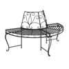 vidaXL Tree Bench Black Steel Half Round Decorative Inlays