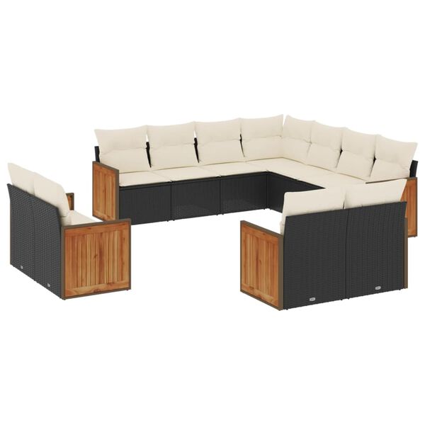 vidaXL Garden Sofa Set Black, Cream White