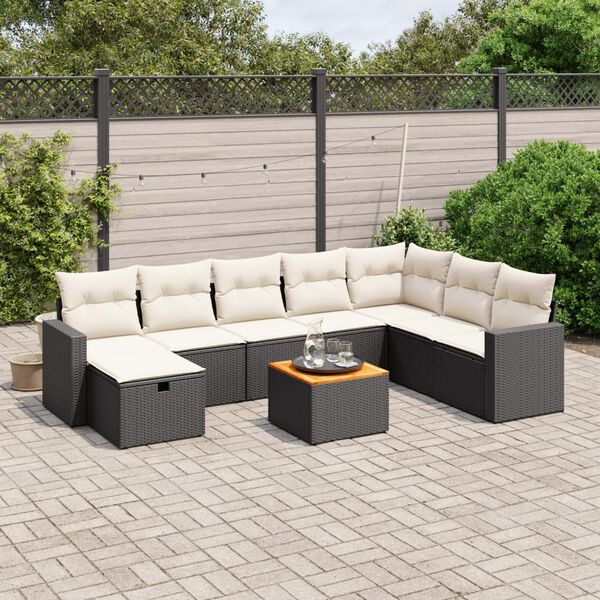 vidaXL Garden Sofa Set Black, Cream white