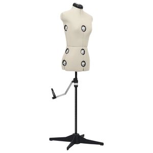 vidaXL Dress Form Cream and black Polyester, ABS S Adjustable Armrests
