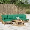 vidaXL Garden Lounge Set Bamboo and Green Bamboo, Polyester Medium