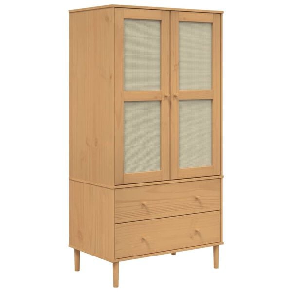 vidaXL Wardrobe Brown Solid pine wood Wardrobe Rectangular Modern
