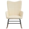 vidaXL Rocking Chair Cream 100% polyester, solid rubber wood, steel