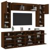 vidaXL 6 Piece TV Wall Stand Set with LED Lights Brown Oak