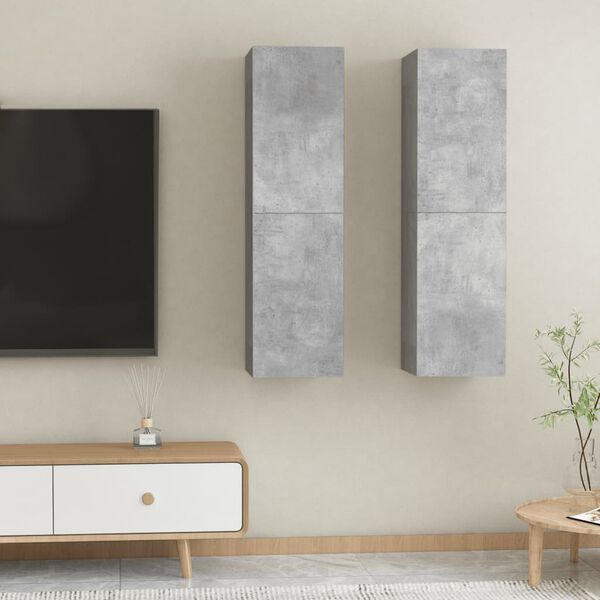 vidaXL TV Cabinet Set of 2 Concrete Grey Engineered Wood Medium