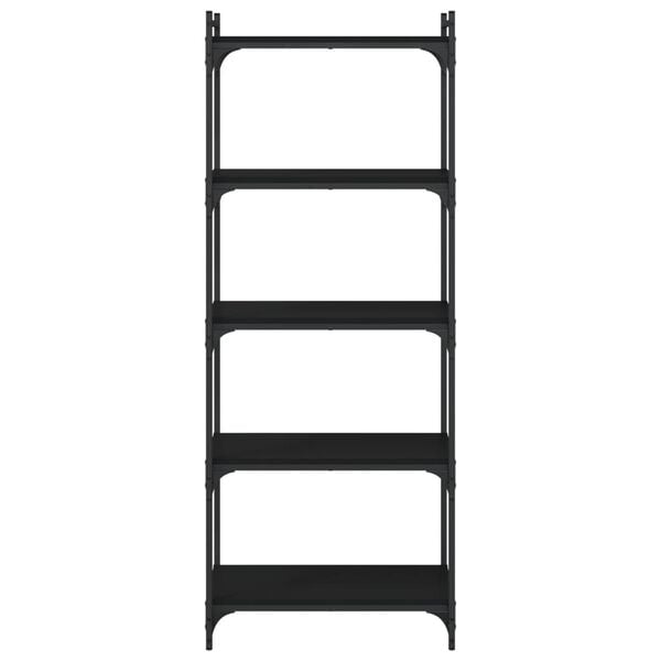 vidaXL Bookcase Black Engineered wood, metal 23.6x11.8x60.6 in