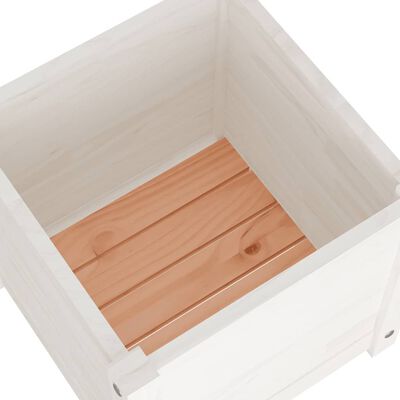 vidaXL Garden Planter White 15.7"x15.7"x15.7" Solid Wood Pine