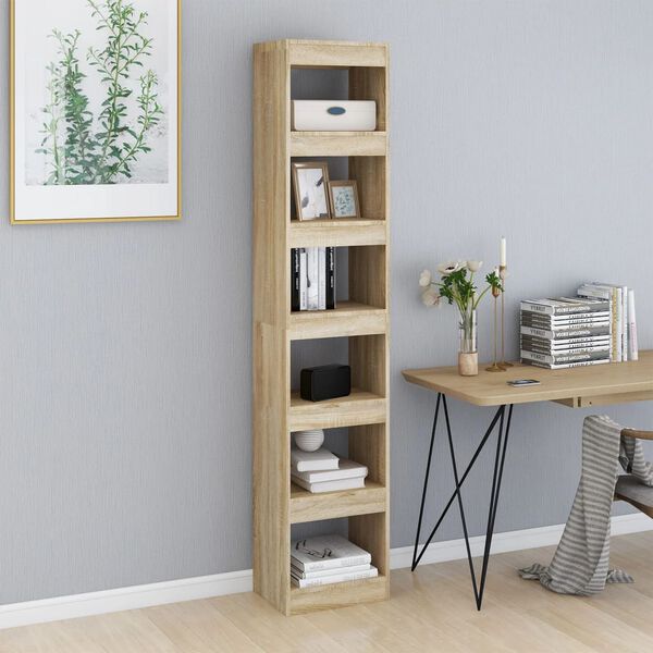 vidaXL Book Cabinet Sonoma oak Engineered wood Tall Book Cabinet