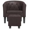 vidaXL Tub Chair Brown Faux leather, pinewood, plywood Standard Footrest