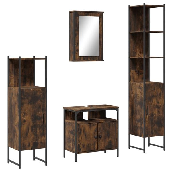 vidaXL Bathroom Furniture Set Smoked Oak