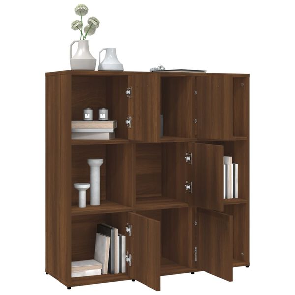 vidaXL Book Cabinet Brown Oak Engineered Wood Medium Book Cabinet