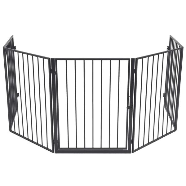 vidaXL Pet Fireplace Fence Steel Black