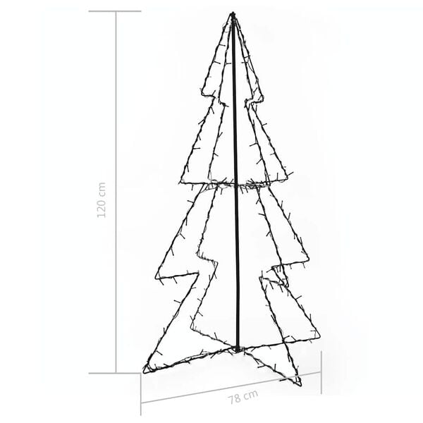 vidaXL Christmas Cone Tree Warm white Metal Medium Christmas Cone Tree
