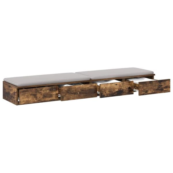 vidaXL Bed Drawers Smoked Oak 59.06 x 14.37 x 6.50 in Engineered Wood