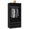 vidaXL Wardrobe Black Engineered wood Compact Wardrobe Rectangular