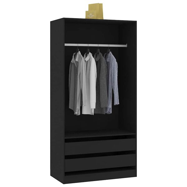 vidaXL Wardrobe Black Engineered wood Compact Wardrobe Rectangular