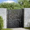 vidaXL Garden Gate Black 39.4x39.4" Steel Flame  Design