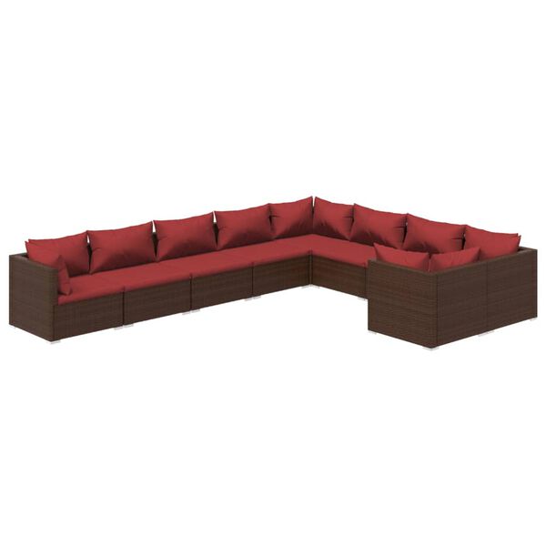vidaXL Garden Lounge Set Brown and Cinnamon Red