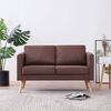vidaXL Sofa Brown Polyester, Wood 2-seater Removable Covers Sofa