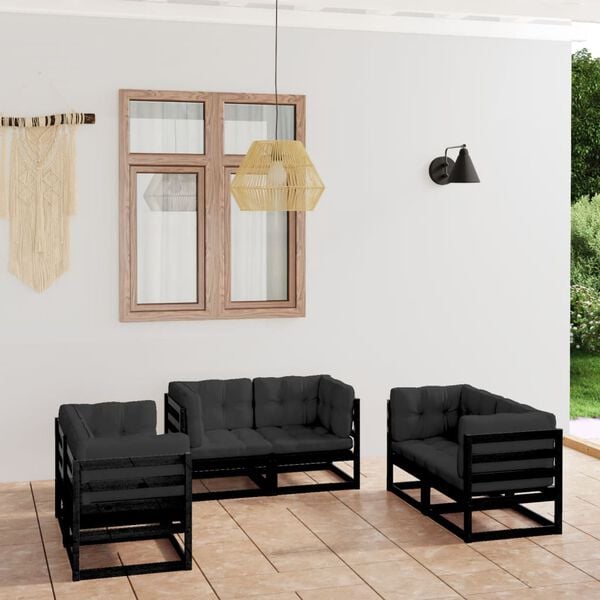 vidaXL Garden Lounge Set Black, Anthracite