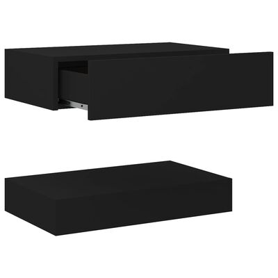 vidaXL Bedside Cabinet Black 23.6"x13.8" Engineered Wood