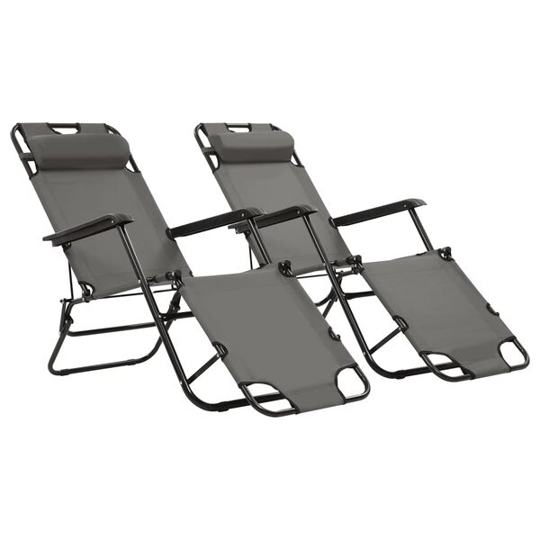 vidaXL Sunlounger Set of 2 Grey