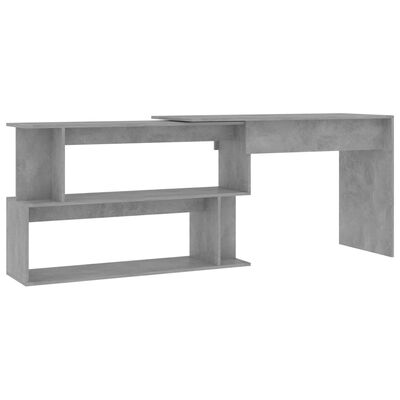 vidaXL Corner Desk Concrete Gray 78.7"x19.7"x29.9" Engineered Wood