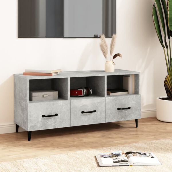 vidaXL TV Cabinet Concrete Grey Engineered Wood, Iron