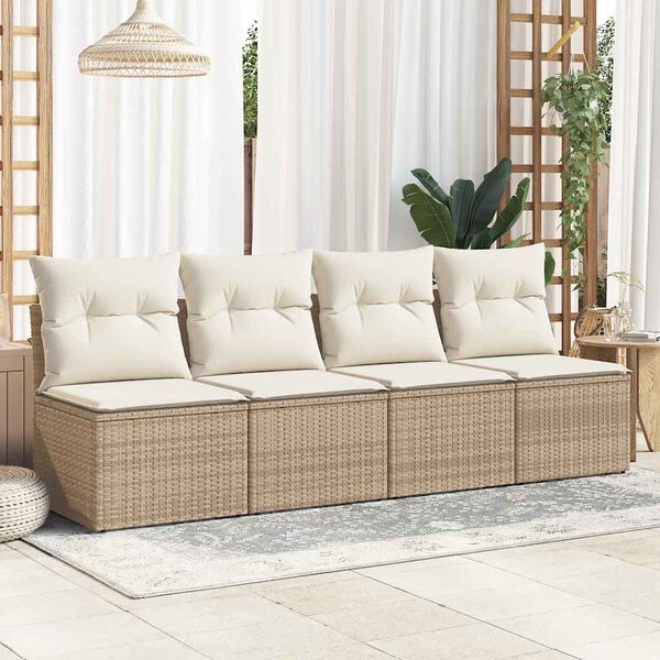 vidaXL Garden Sofa Set Beige Poly Rattan 2 Piece Sofa Set