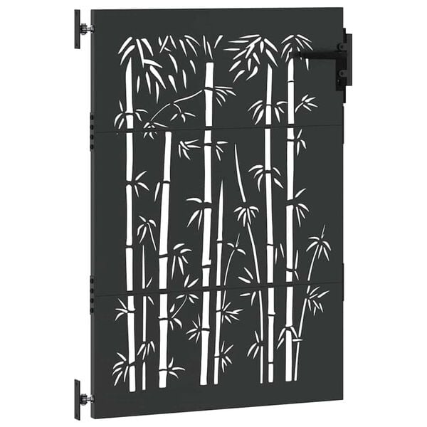 vidaXL Garden Gate 33.5x49.2" Corten Steel Bamboo Design