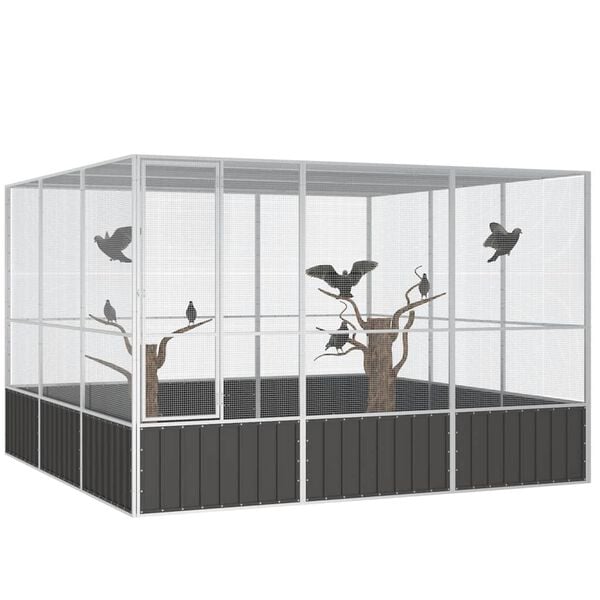 vidaXL Bird Cage Anthracite Galvanized Steel Large Bird Cage
