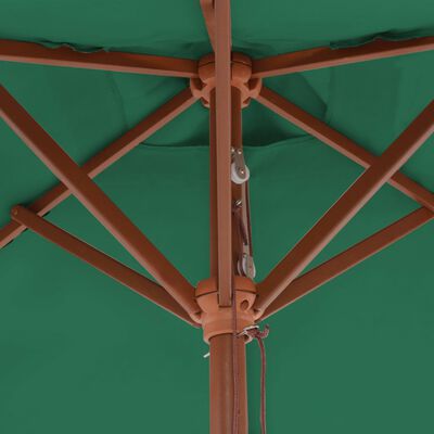 vidaXL Outdoor Parasol with Wooden Pole 59.1"x78.7" Green